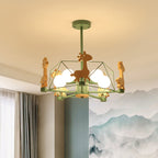 Lumendat Scandinavian Modern Children's Giraffe Diamond Pentagram Iron 5-Light Island Chandelier Lumendat