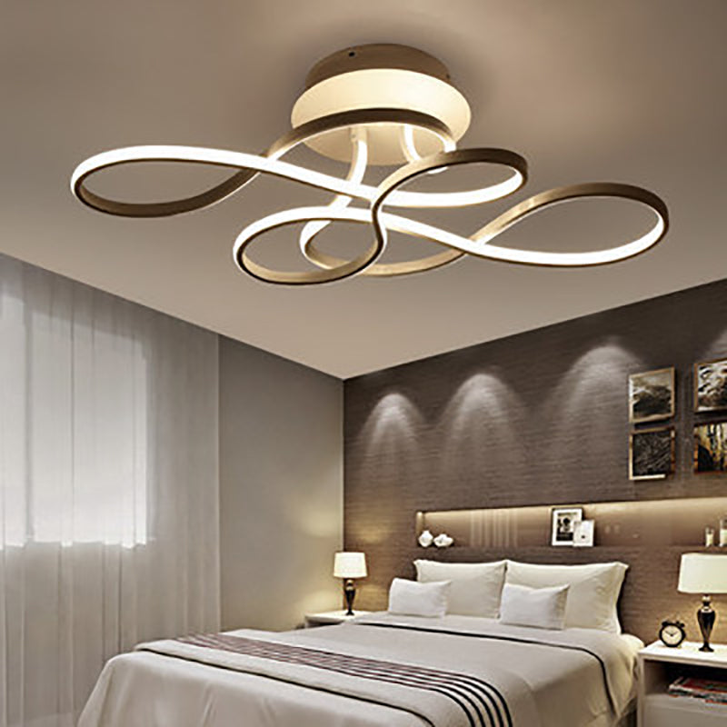 Modern Transitional Irregular Strip Aluminum Acrylic LED Semi-Flush Mount Ceiling Light For Living Room Lumendat