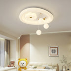 Lumendat Contemporary Nordic Kids Iron PE Elliptical Round Ball Flower Moon LED Flush Mount Ceiling Light For Bedroom Lumendat