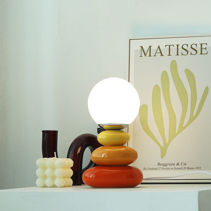Modern Minimalist Pebble Ceramic Glass USB LED Table Lamp Lumendat