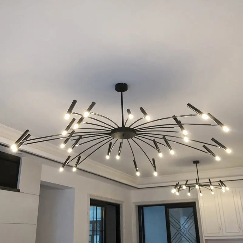 Contemporary Scandinavian Round Radioactive Iron Aluminum 12/24 Light Chandelier for Living Room Lumendat