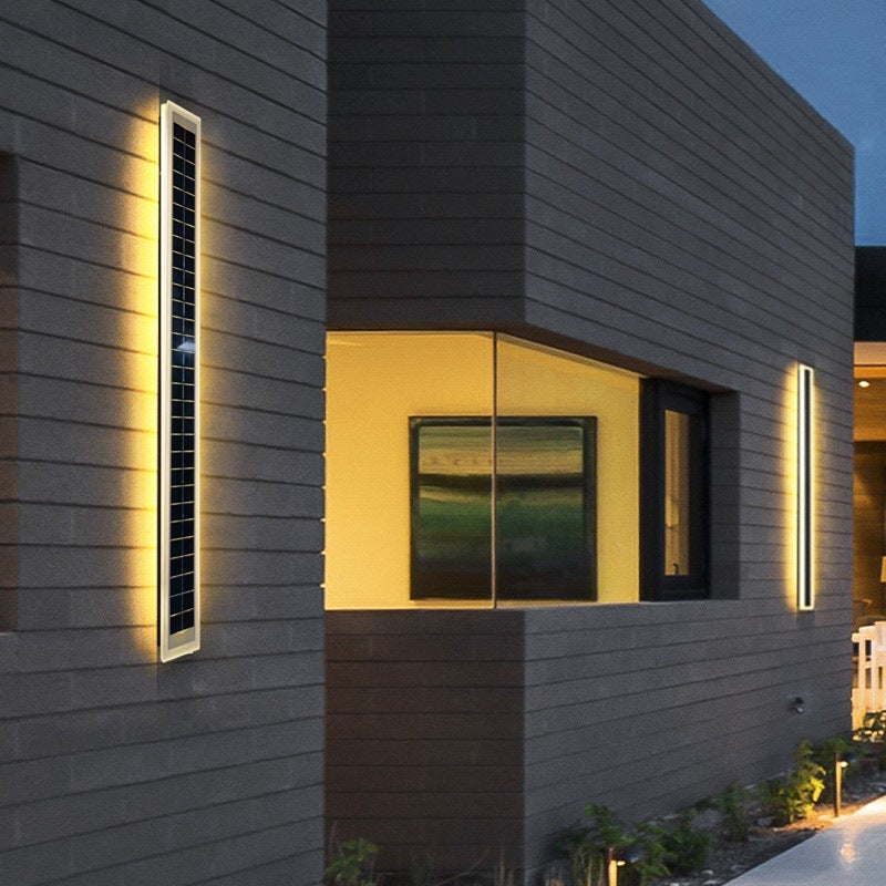Minimalist Outdoor Solar Rectangular Strip Waterproof Patio LED Wall Sconce Lamp Lumendat