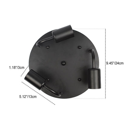 Traditional Vintage Round Iron 3-Light Industrial Flush Mount Ceiling Light For Living Room