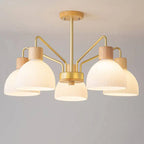Nordic Vintage Wooden Glass Dome Shade 3/5 Light Chandelier Lumendat