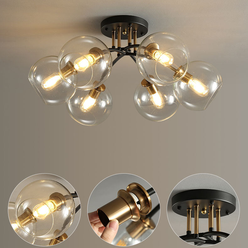 Modern Light Luxury Glass Magic Bean Round 4/6/8 Light Semi-Flush Mount Ceiling Light Lumendat