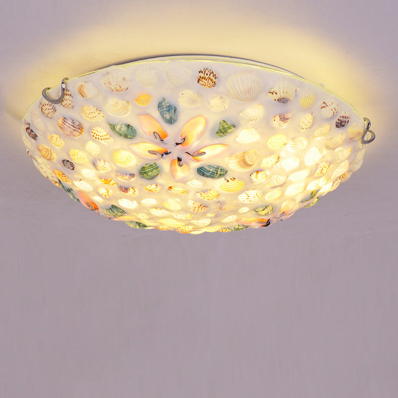 Contemporary Scandinavian Round Shell Iron Glass 2/3/4 Light Flush Mount Ceiling Light For Living Room Lumendat