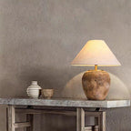 Modern Shabby Chic Cone Fabric Ceramic Jar 1-Light Table Lamp For Bedroom Lumendat