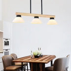 Nordic Solid Wood Cone Glass Shade 3/4 Light Island Light Chandelier BulbSquare
