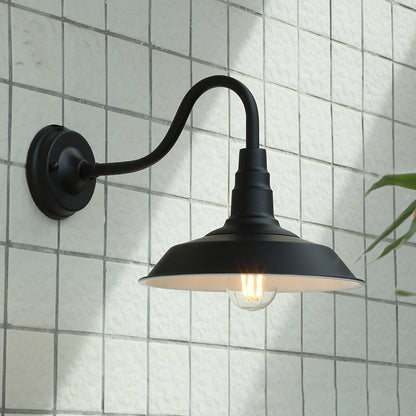 Traditional Vintage Iron Round Shade 1-Light Wall Sconce Lamp For Dining Room