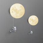 Contemporary Creative Orb Astronaut Iron Resin 1-Light Wall Sconce Lamp For Bedroom