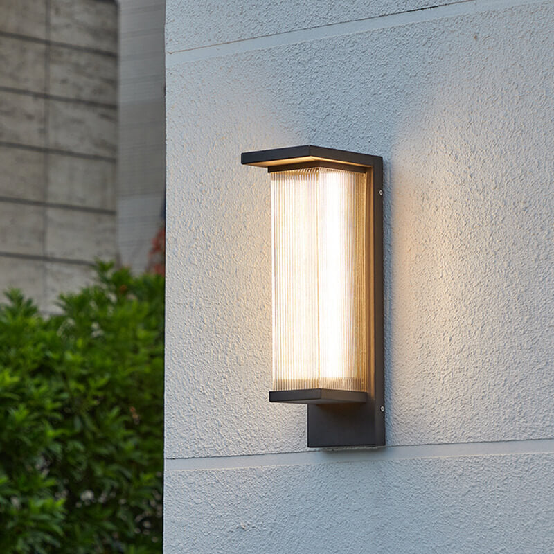 Industrial Waterproof Rectangular PC Striped Shade LED Outdoor Wall Sconce Lamp Lumendat