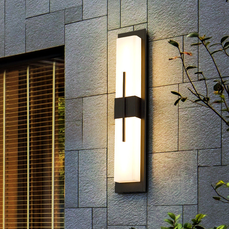 Outdoor Minimalist Rectangular Stainless Steel Acrylic LED Waterproof Wall Sconce Lamp Lumendat