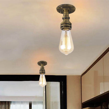 Vintage Steampunk Style Iron Glass Shade 1-light Flush Mount Ceiling Light