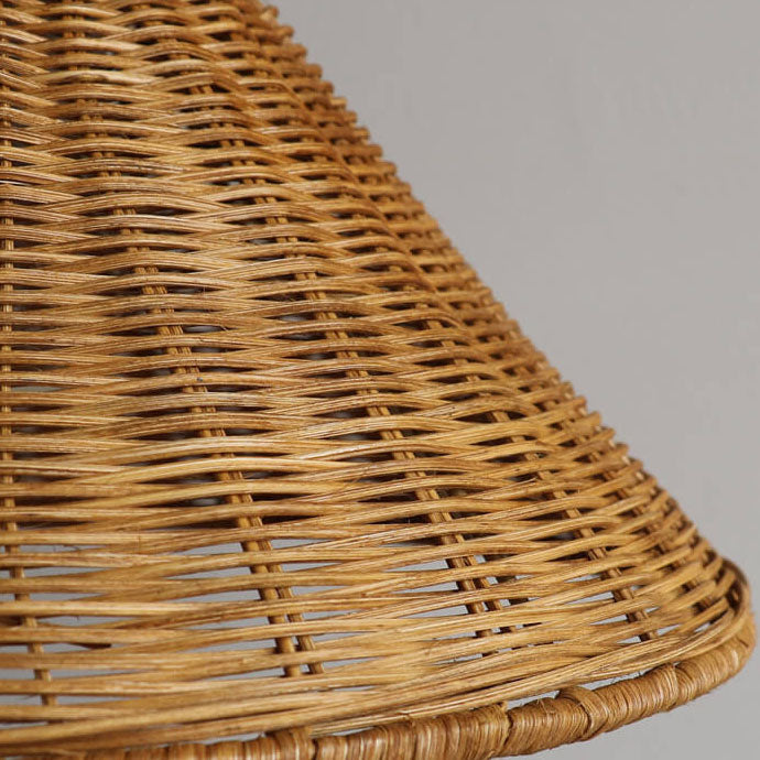 Vintage Wabi-sabi Rattan Weaving Cone 1-light Pendant Light