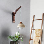 Japanese Wabi-Sabi Solid Wood Glass Horn 1-Light Wall Sconce Lamp