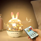 Lumendat Contemporary Creative Kids Projectable Round Rabbit Deer ABS LED Table Lamp For Bedroom Lumendat