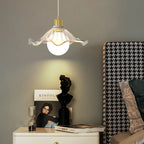 Modern Light Luxury Glass Flower Design Iron 1-Light Pendant Light