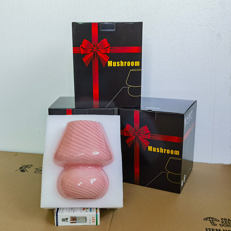 Modern Minimalist Striped Mushroom Glass 1-Light Table Lamp Lumendat