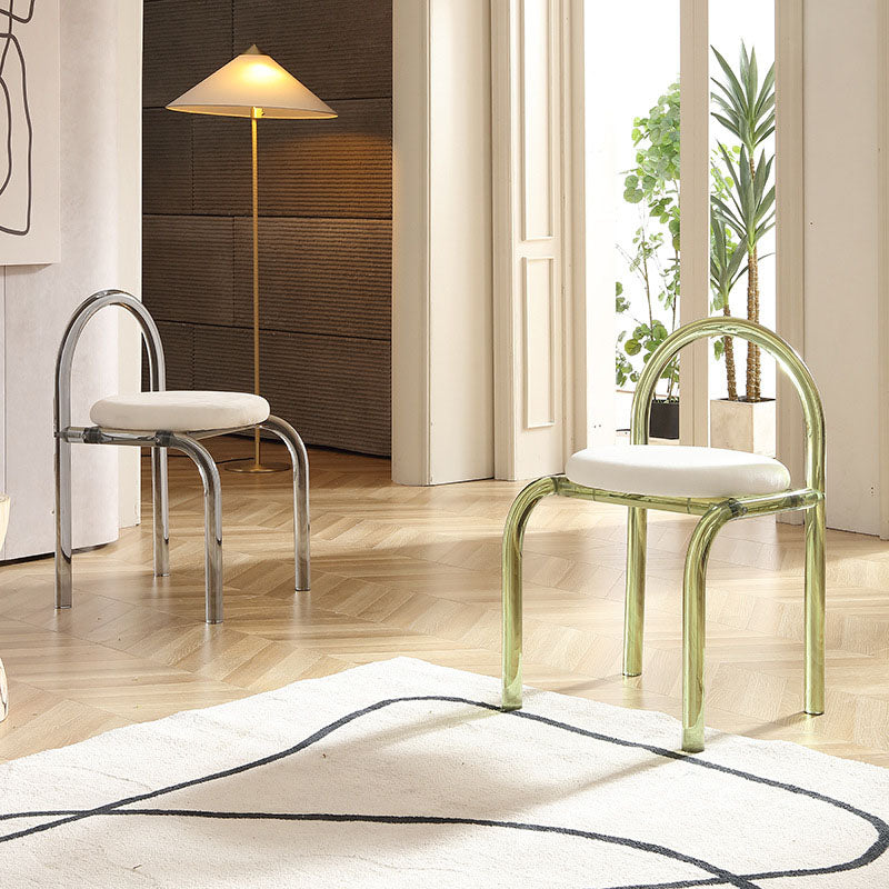 Contemporary Nordic Acrylic Velvet Sponge Round Arched Dining Chair Backrest For Dining Room DFM-F