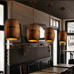 Traditional Rustic Round Wooden Wine Barrel 1-light Single Barrel Pendant Light for Dining Room modern luxury lighting fixtur