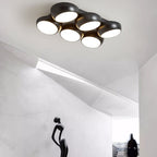 Scandinavian Modern Minimalist Iron Plastic Round LED Semi-flush Mount Ceiling Light BulbSquare