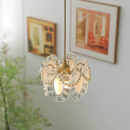 French Light Luxury Hardware Glass 1-Light Pendant Light