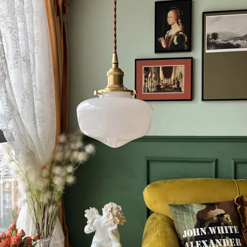 Nordic Vintage Lantern Brass Glass 1-light Pendant Light Lumendat