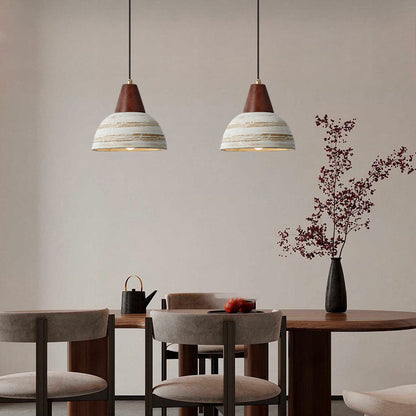 Nordic Japanese Walnut Ceramic Dome 1-Light Pendant Light
