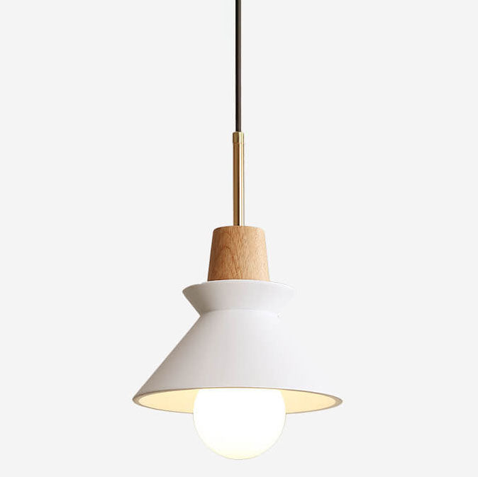 Nordic Minimalist Macaron Wood Cement  1-Light Pendant Light