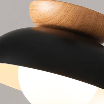 Modern Simple Wrought Iron Log Bowl-shaped 1-light Semi-flush Mount Ceiling Light
