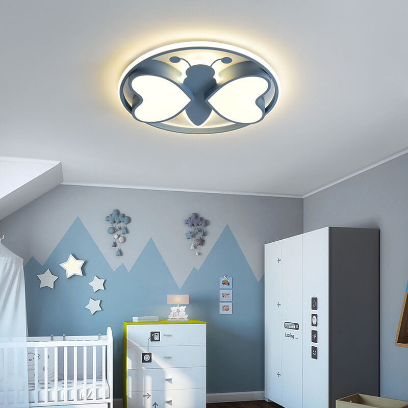 Lumendat Creative Cartoon Butterfly Round LED Flush Mount Ceiling Light Lumendat