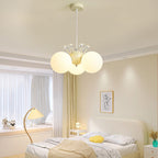 Lumendat Contemporary Creative Cream Hardware Crystal Decor PE Round Shade 3-Light Kids Chandelier For Living Room Lumendat