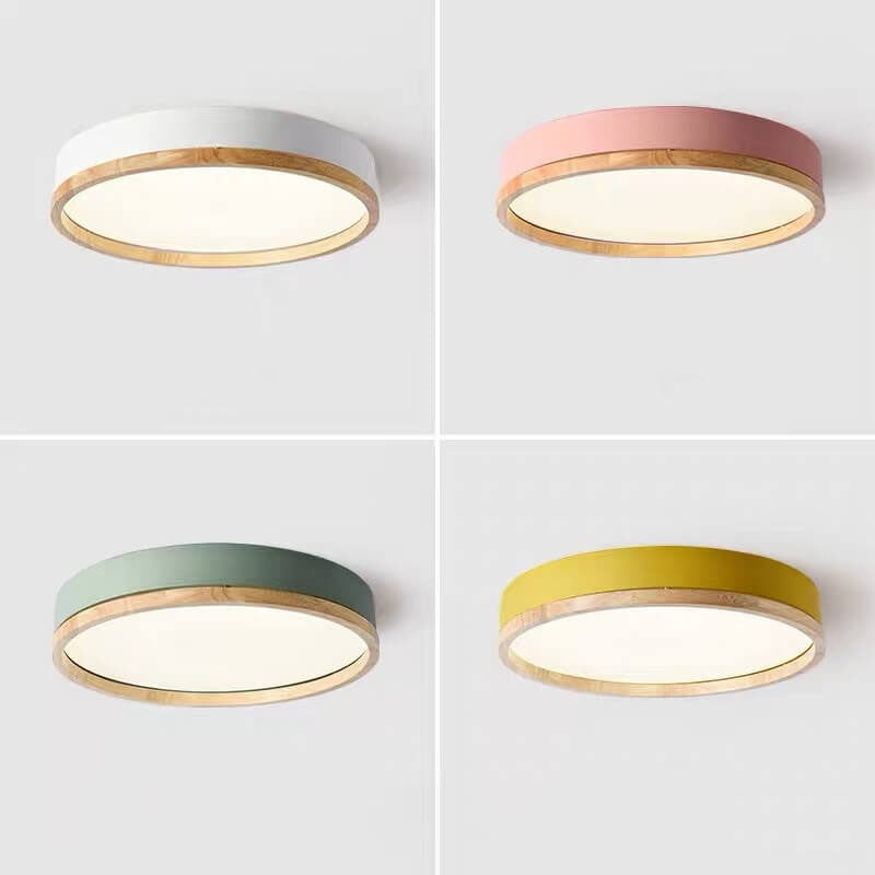 Simple Macaron Round Acrylic LED Flush Mount Ceiling Light BulbSquare