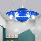 Lumendat Contemporary Creative Kids Spaceship Iron Glass LED Chandelier For Bedroom Lumendat