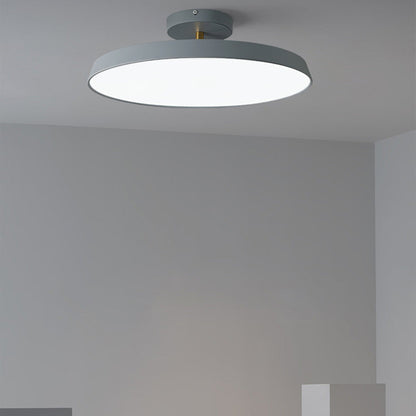 Modern Minimalist Round Hardware Acrylic LED Semi-Flush Mount Ceiling Light For Living Room