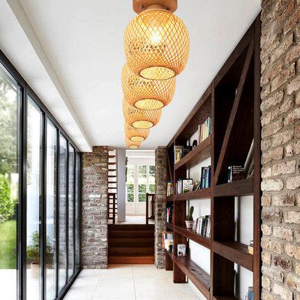 Modern Minimalist Creative Bamboo Weaving Flush Mount Ceiling Lamp Lumendat