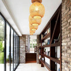 Modern Minimalist Creative Bamboo Weaving Flush Mount Ceiling Lamp Lumendat