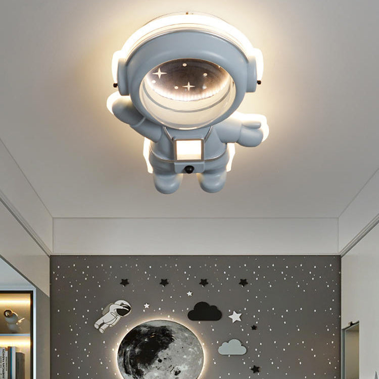 Lumendat Contemporary Creative Kids Metal Acrylic Resin Astronaut Flush Mount Ceiling Light For Bedroom Lumendat