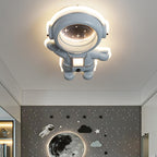 Lumendat Contemporary Creative Kids Metal Acrylic Resin Astronaut Flush Mount Ceiling Light For Bedroom Lumendat