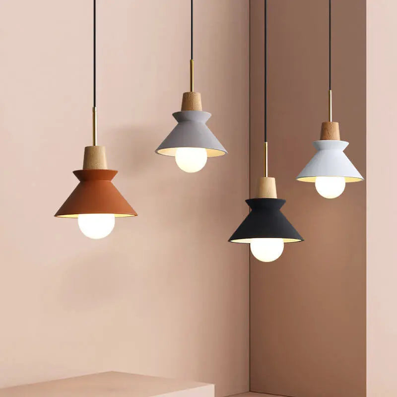 Nordic Minimalist Macaron Wood Cement 1-light Pendant Light modern luxury lighting fixture