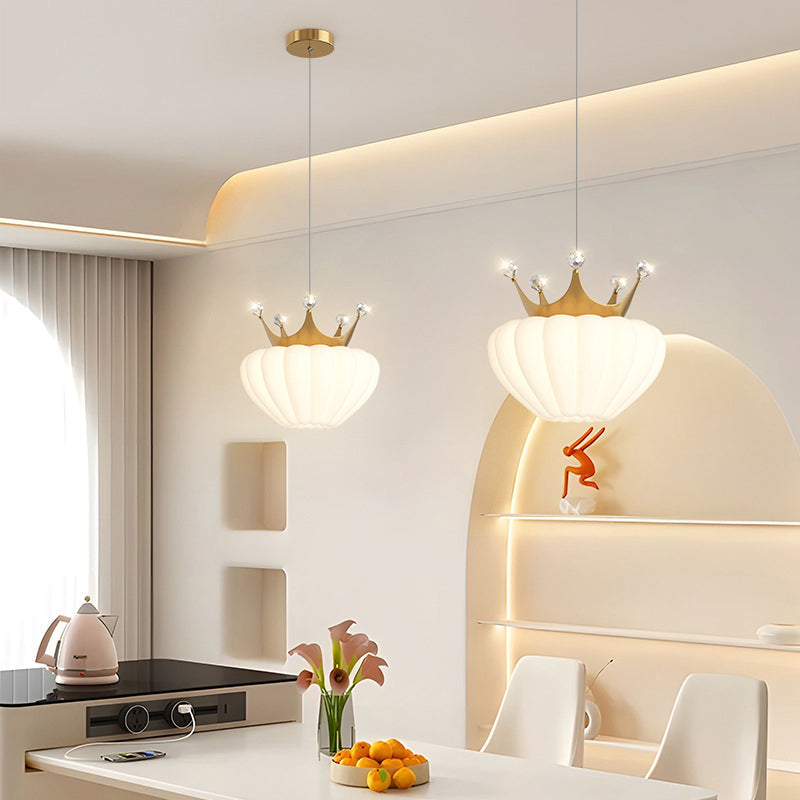 Lumendat Contemporary Creative Kids Cloud Crown Iron PE Crystal LED Pendant Light For Bedroom Lumendat