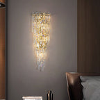 Contemporary Luxury Crystal Tassel Half Post 1-Light Wall Sconce Lamp For Living Room