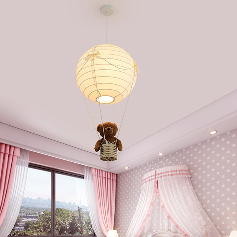 Lumendat Contemporary Creative Kids Hot Air Balloon Weaving Iron Fabric 1-Light Chandelier For Bedroom Lumendat