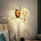 Modern Luxury Metal Iron Stainless Steel Crystal Ball Cylinder 1-Light Wall Sconce Lamp For Bedside Lumendat
