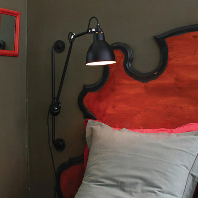 Industrial Vintage Iron Long Pole Swing Arm 1-Light Wall Sconce Lamp