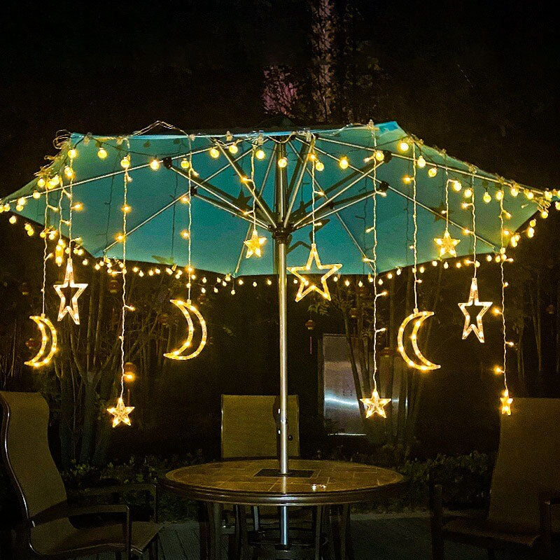 LED Solar Star Moon Curtain Light Christmas Outdoor Patio Decorative Camping String Lights Lumendat