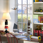 Lumendat Creative Soldier Resin Fabric Cone Kids 1-Light Table Lamp Lumendat