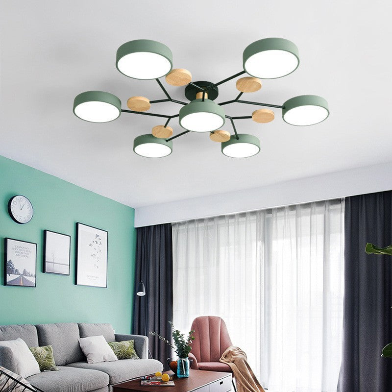 Contemporary Scandinavian Round Molecule Branch Design LED Semi-Flush Mount Ceiling Light For Living Room Lumendat
