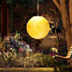 Contemporary Nordic Solar Waterproof Pe Resin Round Moon LED Pendant Light for Outdoor Patio Lumendat
