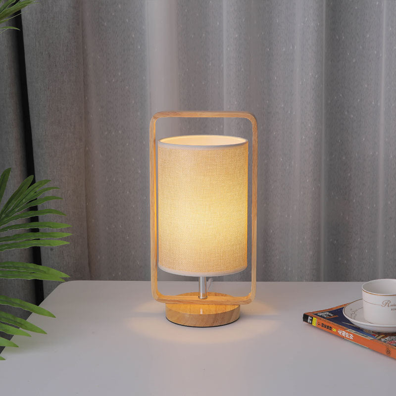 Modern Minimalist Wood Cloth Portable LED Night Light Table Lamp Lumendat